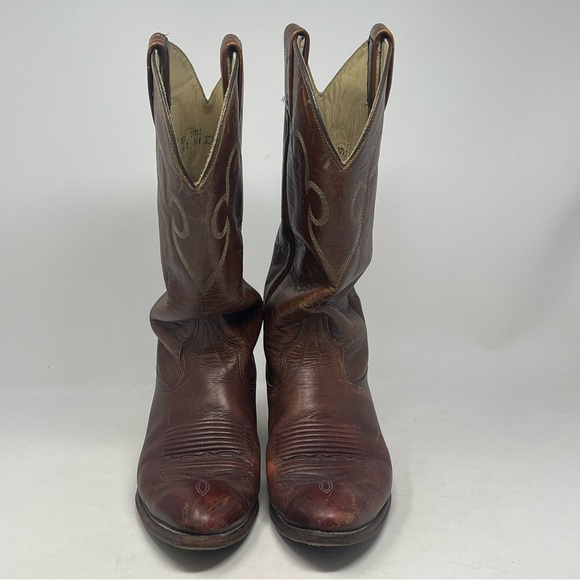 J Chisholm Cowboy Western Boots Mens 9 D Brown Leather Handcrafted Style 911 - Picture 5 of 16
